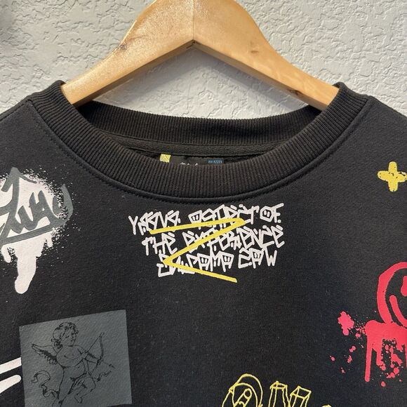 Bleecker & Mercer Black Graffiti Style Sweatshirt Size S Pullover Grunge Art - Picture 4 of 16